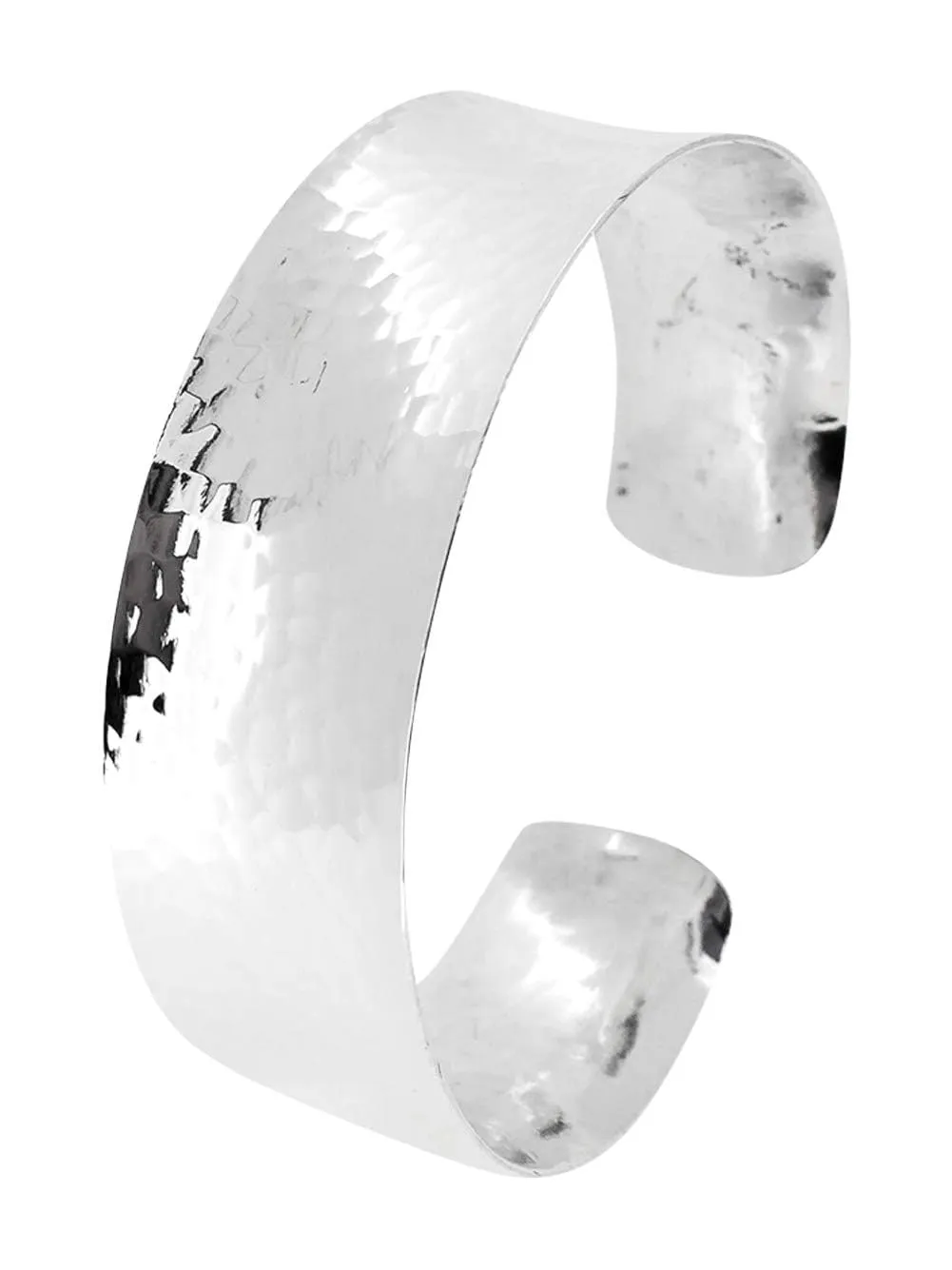 Women's Silver Bangle Bracelet - Chunky Statement 18mm Hammered Bangle | Handmade 925 Silver Cuff Bangle Bracelet for Women Ladies Girls - adjustable Size