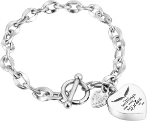 XIUDA Urn Bracelet for Ashes Cremation Bracelet Ashes Bracelet Heart Locket Holder Bangle Link Chain Women Men