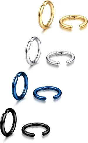 YADOCA 8 Pieces Clip On Earrings For Men Women Non-Piercing Fake Earrings Stainless Steel Clip On Hoop Earring Cool Earrings Ear Clips Set for Gifts