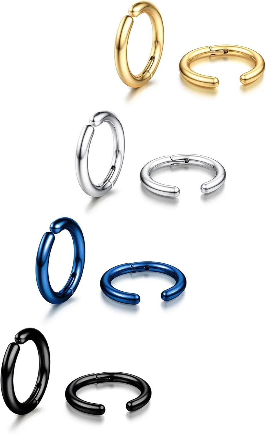 YADOCA 8 Pieces Clip On Earrings For Men Women Non-Piercing Fake Earrings Stainless Steel Clip On Hoop Earring Cool Earrings Ear Clips Set for Gifts