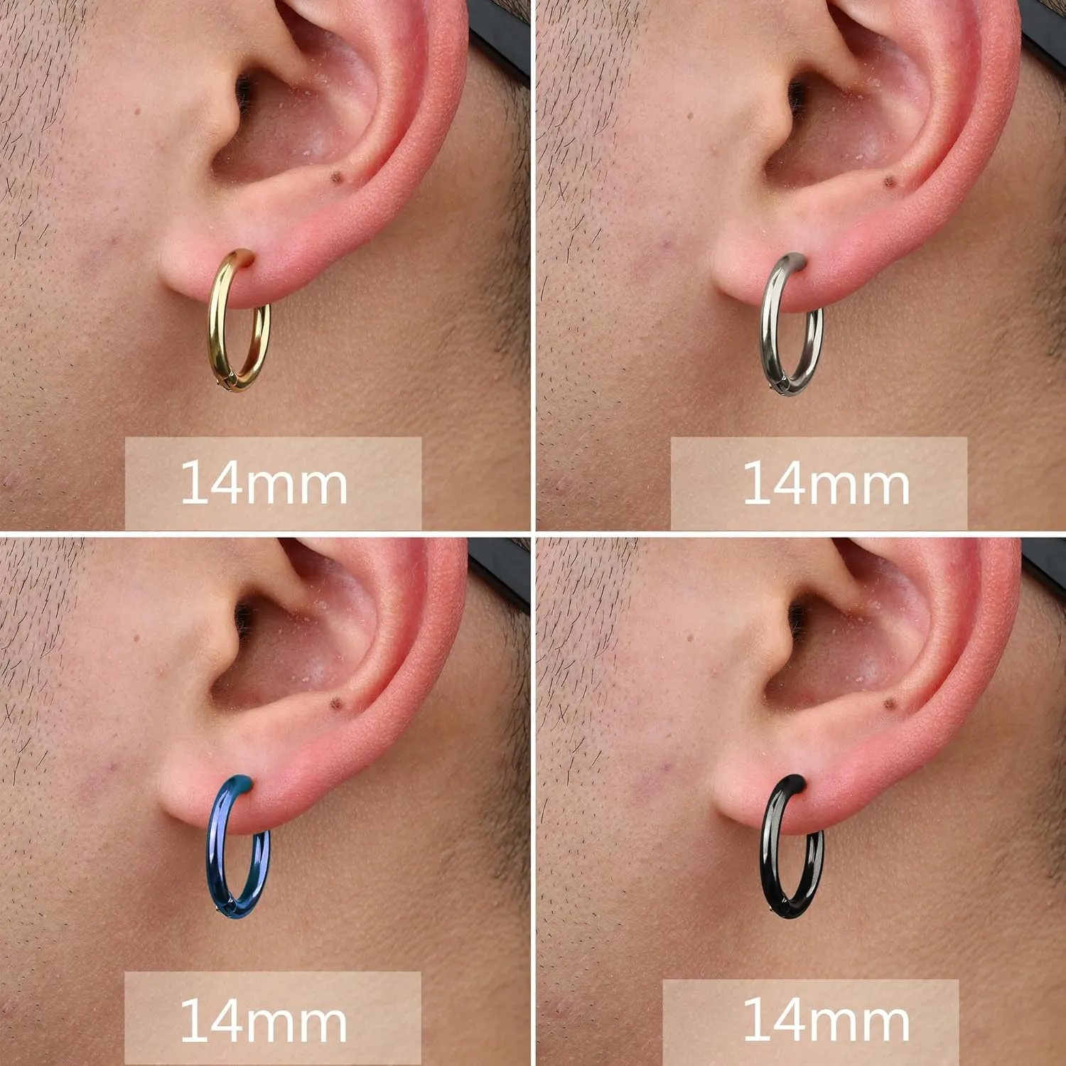 YADOCA 8 Pieces Clip On Earrings For Men Women Non-Piercing Fake Earrings Stainless Steel Clip On Hoop Earring Cool Earrings Ear Clips Set for Gifts