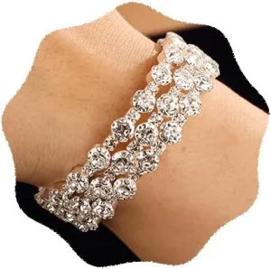 YERTTER Wedding Silver Pearl Rhinestone Multi Layered Stretch Wrap Bracelet 1920s Vintage Strand Layered Bracelet Gift for Women Brides